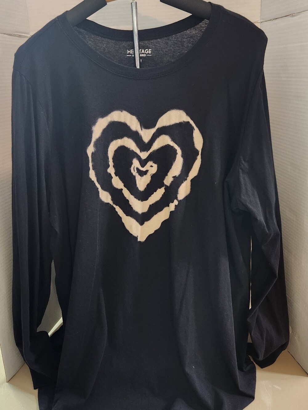 Torrid Heritage Black Long Sleeve Tee with Bleached Heart Graphic
